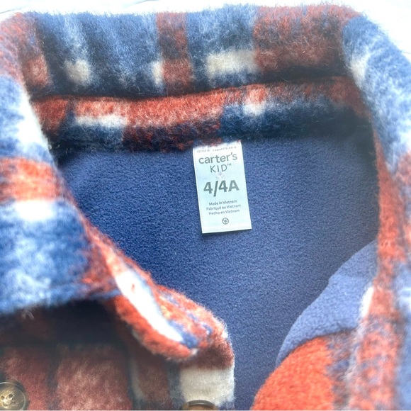 Carter's Kid Plaid Fleece-Lined Shacket Red / Navy Size 4 NWT Jacket Coat - Picture 6 of 7